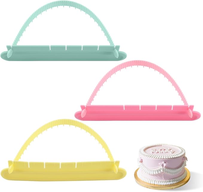 Cake Arch Guide Tool Set, 3 Pack Adjustable Arc Rulers with 3 Straight Rulers, 14 Width Settings, Flexible Plastic Guides for Buttercream Fondant and Royal Icing Layout Marks