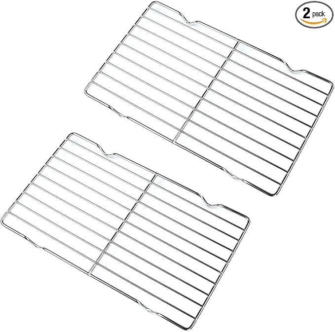 2 Pack CoolingRack, 12.2"x7.9" Heavy Duty Stainless Steel Baking Cookie Cooling Rack Oven Safe Wire Rack for Oven Safe Cooking Grilling (2 Pack)