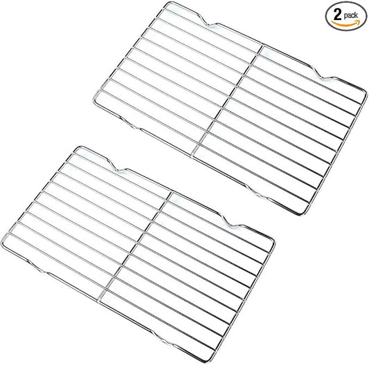 2 Pack CoolingRack, 12.2"x7.9" Heavy Duty Stainless Steel Baking Cookie Cooling Rack Oven Safe Wire Rack for Oven Safe Cooking Grilling (2 Pack)