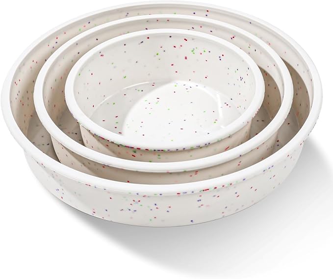 Vinino 3 Pack Round Cake Pan Set (6''/8''/10'') with Metal Reinforced Frame, Circle Cake Pan for Baking Nonstick Silicone Springform Pan for Baking Suitable for Making Layers, Cheese & Chocolate Cakes