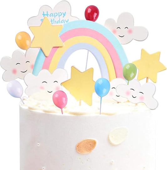 Happy Birthday Cake Topper Cake Decoration Birthday Cake Supplies (Rainbow cake topper)
