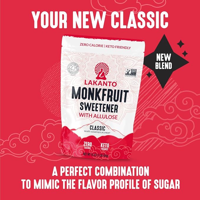 Lakanto Classic Bulk Monk Fruit Sweetener with Allulose - Bulk White Sugar Substitute, Baking, Extract, Sugar Replacement (Classic White - 20 kg)