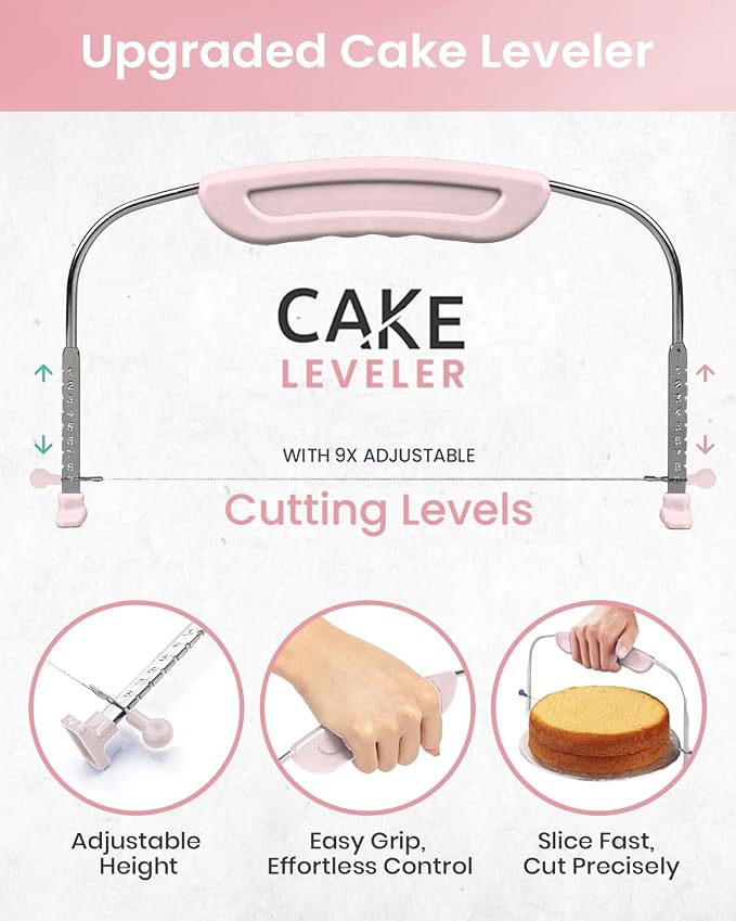 RFAQK 200PCs Cake Decorating Kit with Cake Turntable & Leveler, Baking Supplies Gift Includes 110+1 Piping Bags,55 Icing Tips,2 Frosting Spatulas, Adjustable Scraper, Video Tutorial, Booklet & more