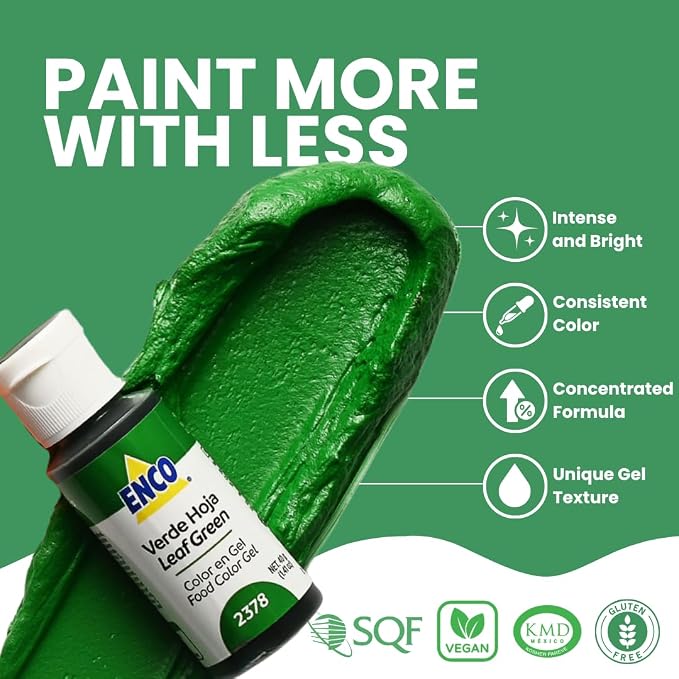 ENCO Food Coloring Gel Leaf Green 8.8 oz (250g) Concentrated, Vegan