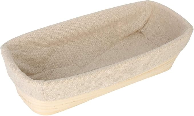 12 inch Oblong Oval Banneton Bread Proofing Basket, Brotform Bread Dough Proofing Rattan Basket +Liner Combo Set
