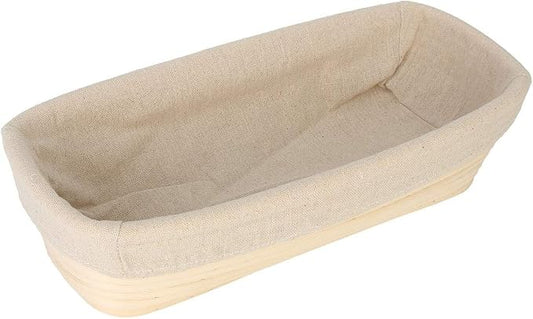 12 inch Oblong Oval Banneton Bread Proofing Basket, Brotform Bread Dough Proofing Rattan Basket +Liner Combo Set