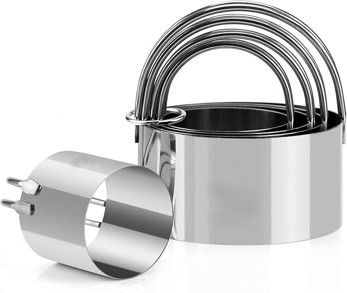 Biscuit Cutter Set (5 Pieces/Set), Round Cutters Stainless Steel Biscuit Cutter with Handle in Graduated Sizes Round Shape Molds, Professional Baking Dough Tools