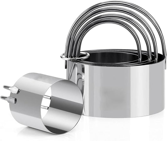 Biscuit Cutter Set (5 Pieces/Set), Round Cutters Stainless Steel Biscuit Cutter with Handle in Graduated Sizes Round Shape Molds, Professional Baking Dough Tools