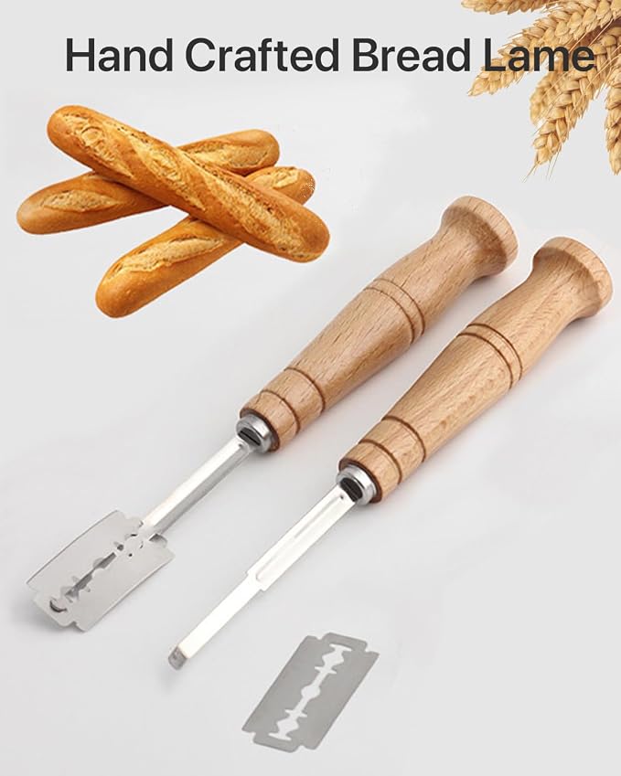Bread Lame Sourdough Scoring Tool - Premium Wood Handle Bread Scoring Knife with 5 Replacement Blades & Protective Paper Box - Professional Dough Scorer for Artisan Bread Baking Supplies