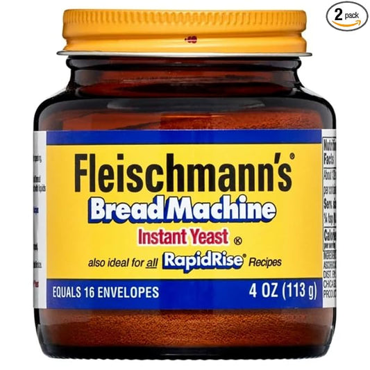Fleischmann's Bread Machine Yeast, Also Ideal for All Rapid Rise Recipes, Equals 16 Envelopes, 4 oz Jar (Pack of 2)