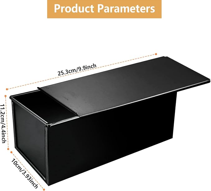 UgyDuky Pullman Loaf Pan with Lid Aluminum Steel Commercial Grade Non Stick Bread Pan with Lid 10x3.93x4.4 Inch