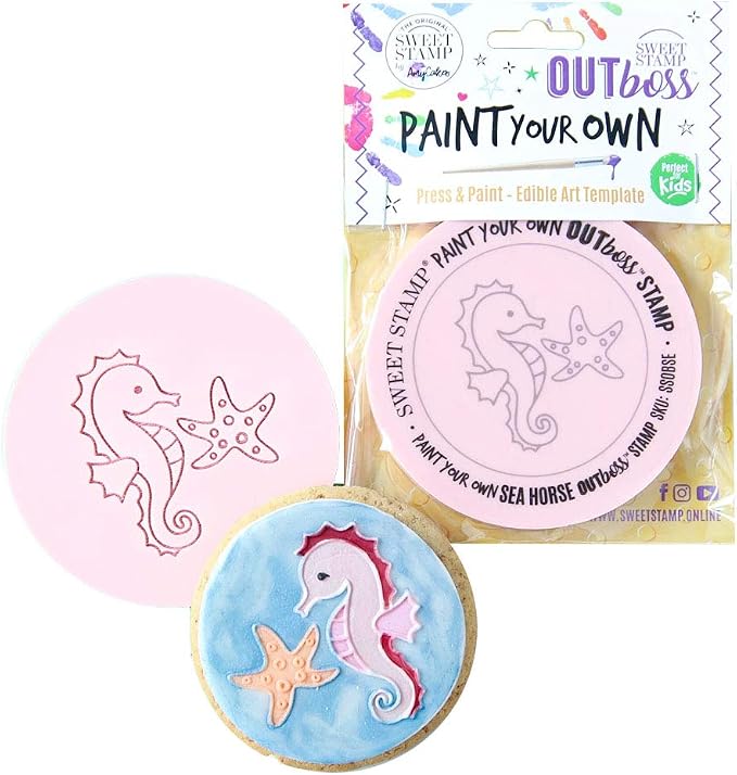 Sweet Stamp by AmyCakes Outboss Plastic Paint Your Own, Sea Horse