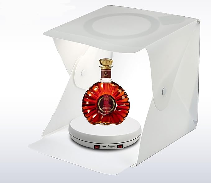 Rotating Display Stand 10'' LED Light Turntable Stand Black Spinning Stand for Product Shows White