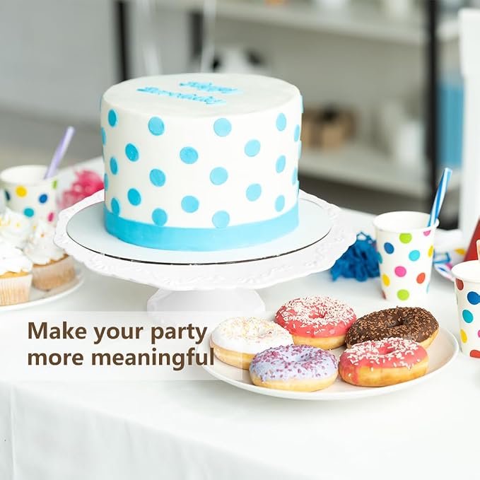10 Inch Cake Stand for 8 Inch Cakes, Porcelain Wedding Cake Stand for Party, Round Dessert Cake Display Stand Plate - Elegant White Cake Pedestal Stand for Birthday, Baby Shower, Christmas, and Party Display (10 Inch)