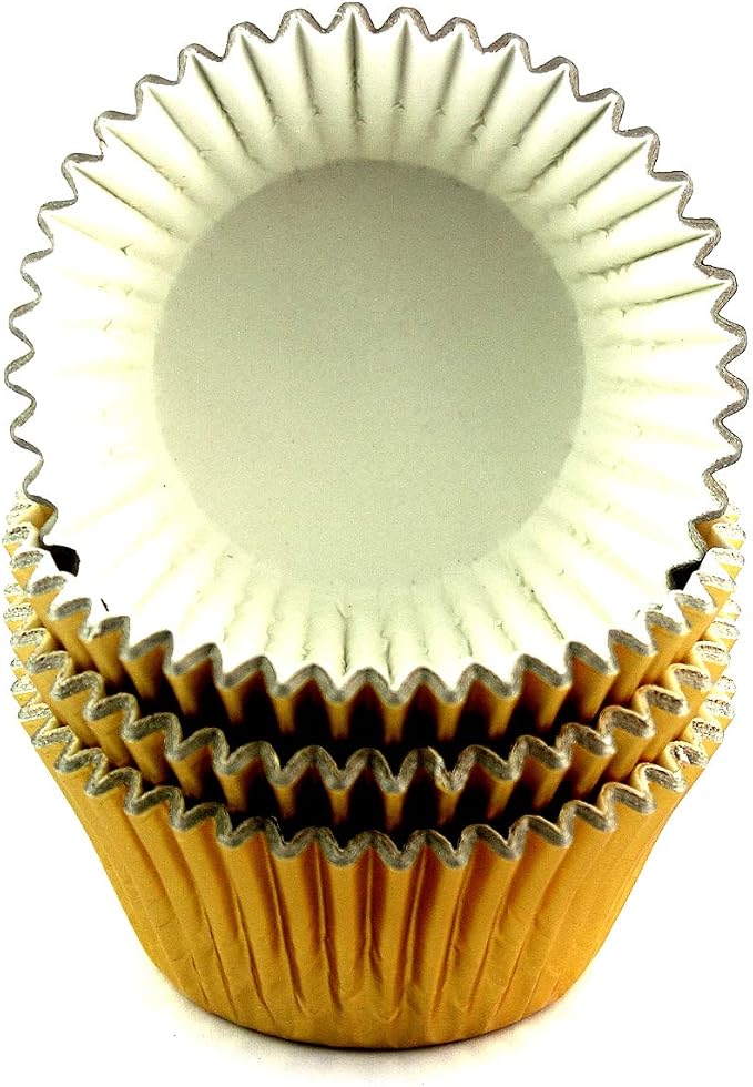 Foil Cupcake Liners Standard Baking Cups 100 Pcs (Gold)