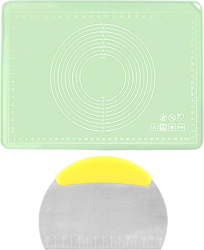 28" x 20"Silicone Baking Mat, Extra Thick Dough Rolling Mat with Measurements and Edge Heightening, Non-stick Food Grade Silicone Pastry Mat for Pastry, Bread, Cookies