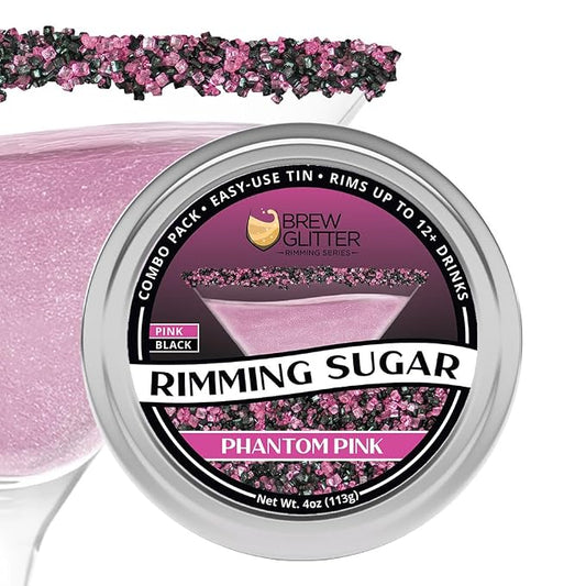 Rimming Sugar - Pink & Black Phantom Pink Mix (4oz 1x Tin) | Cocktail Drink Rimmer for Beverages, Cocktails, Margaritas by Brew Glitter
