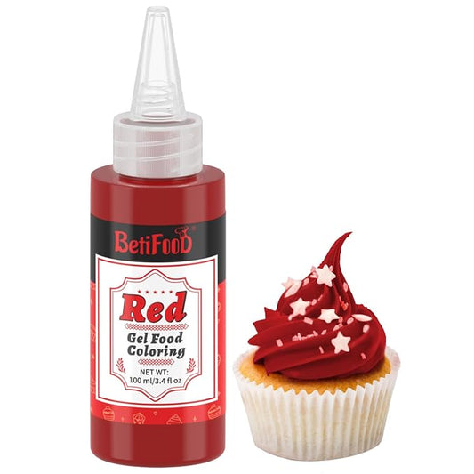 Gel Food Coloring - Betifood Red Natural Food Coloring for Cake Decorating, Food Grade Concentrated Gel Food Dye for Frosting, Easter Egg, Fondant, Cookies - Gel Food Color for Slime DIY Crafts - 3.4 Fl oz