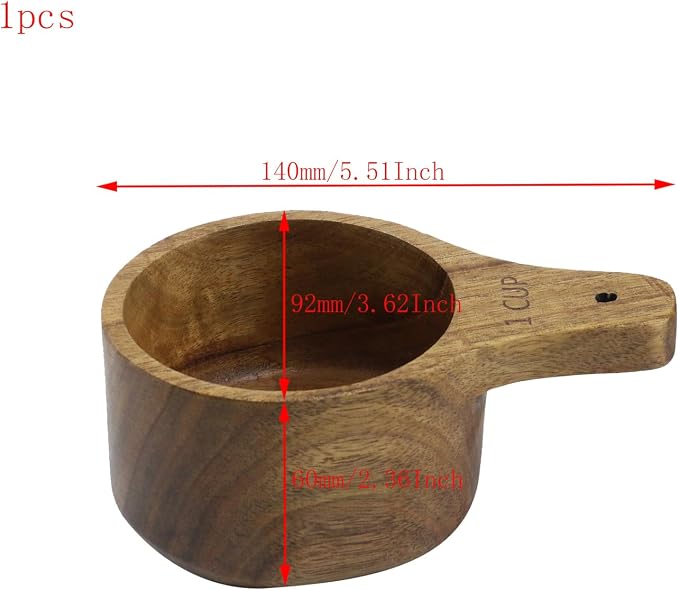 1PCS 1 Wooden Measuring Cup and Measuring Spoon Kit for Baking Cooking Spice Coffee Tea Milk Powder