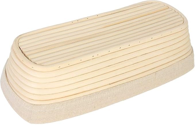 12 inch Oblong Oval Banneton Bread Proofing Basket, Brotform Bread Dough Proofing Rattan Basket +Liner Combo Set