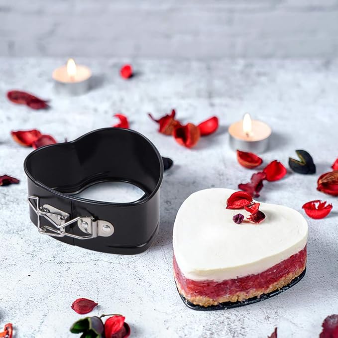 Webake Springform Pan 4 inch Heart Shape Mini Cheesecake Pan Set of 2, Cake Pan Heart Baking Molds Accessories of Instapot, Pressure Cooker, Air Fryer & Christmas, Valentine's Day Baking