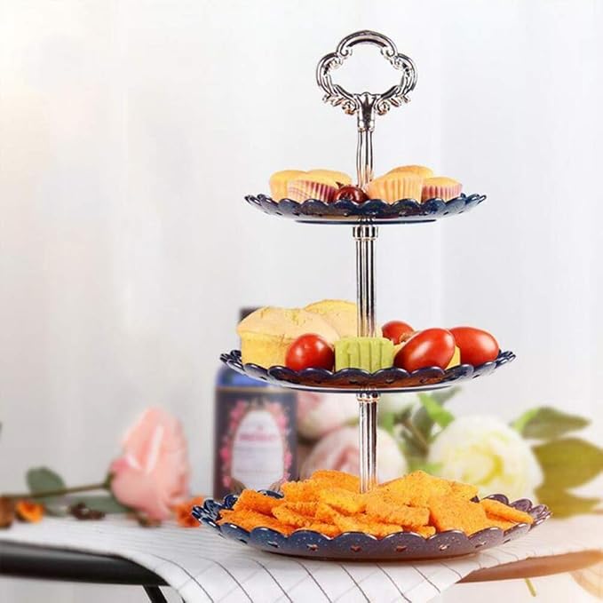 Gukasxi 8 Sets of 3 Tier Cake Plate Stand Handle Cake Stand Hardware Handle, 2 Styles Christmas Party Fruit Cake Plate Handle Cake Cupcake Fruit Tray Stand Handle Plate Hardware Fitting Holder