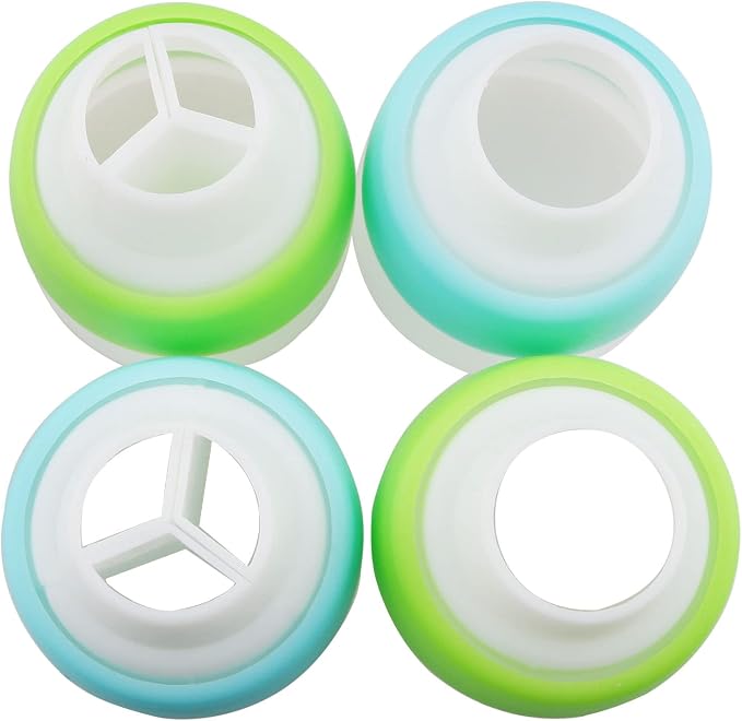 Piping Bag Coupler CHENJIN 4PCS 3 Color Converter Coupler Icing Nozzles, Blue+Green Single Hole/Three Holes Icing Cake Decor Tools