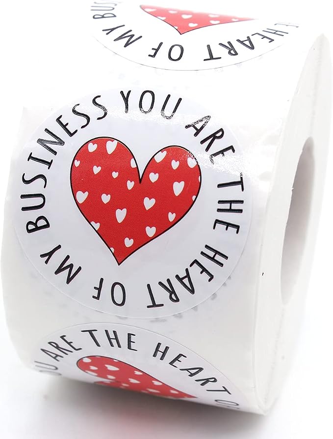 Littlefa You are The Heart of My Business with Love Sticker,Thank You Stickers for Small Business Shipping Mail Package Packing 500 PCS