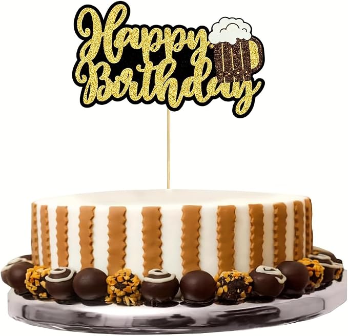 FBQ Glitter Beer Mug Cake Toppers DIY Cake Decoration Beers Festival Themed Celebrating Birthday Party Supplies