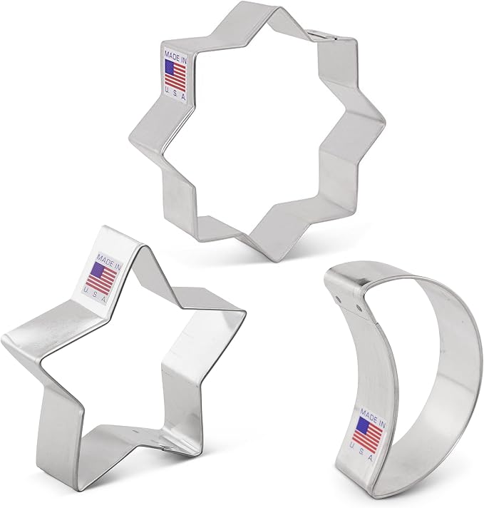 Ann Clark Set of 3 Ramadan Eid Mubarak Islamic Cookie Cutter, Made in USA | A Perfect Size and Shape from America's Largest Cookie Cutter Maker, Food-Safe American Steel, Family Owned Since 1989