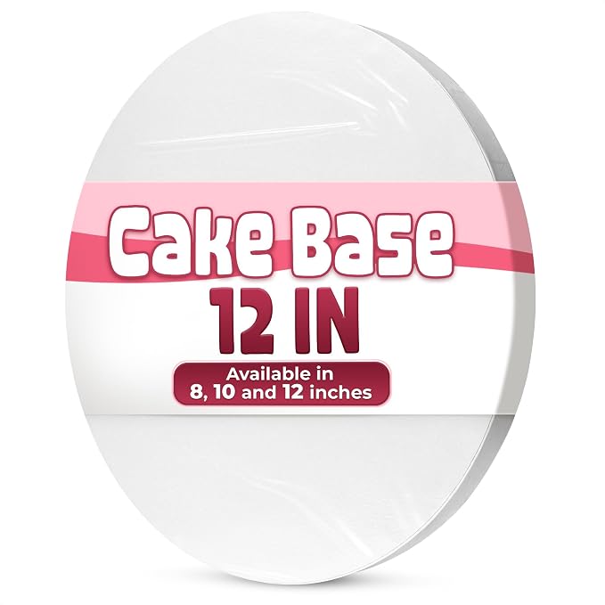 White Cake Drum 12 inch Round - Thick 1/2" White Cake Board 12 inch Round with Bend-Proof & Smooth Surface, Grease- and Water Resistant - Suitable for Homemade Baking and Birthday Cakes Up to 10"