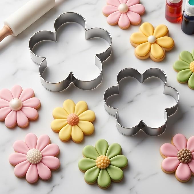 8 Pcs Flower Cookie Cutter Set Floral Shaped Cookie-Cutter Mold for Cake Decoration Birthday Gifts