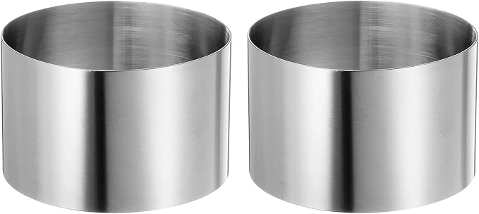 HARFINGTON 2PCS Round Cake Ring 3.14 x 2 Inch Seamless Stainless Steel Pastry Mousse Dessert Ring Mirror Coating for Baking Cooking Making Tool