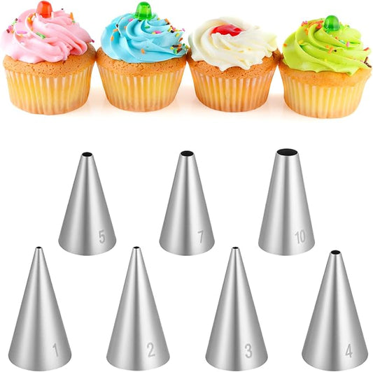 Round Piping Tips, 7 Pcs Small Piping Tips Stainless Steel for Baking, Decorating, Frosting, Icing (7 Sizes)