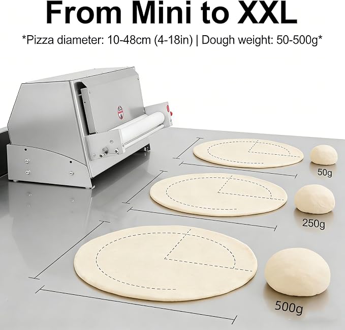 Electric Dough Sheeter Machine Pasta Maker Machine for Icing Pizza Dough Roller Sheeter Automatic Commercial Pizza Press Stainless Steel for Bread Marzipan and Puff Pastry (450W)