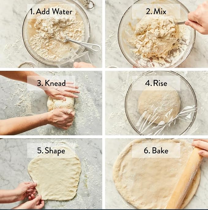 DeLallo, Italian Pizza Dough Kit, Pizza Crust Mix for Garlic Knots, Calzones, and Breadsticks, 00 Superfine Flour, Includes Instant Yeast Packet, Non-GMO, 17.6 oz Bag, (10 Pack)