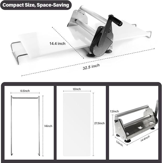 Dough Sheeter Manual Dough Sheeter Machine Stainless Steel for Croissant Pizza Pastry Cookie