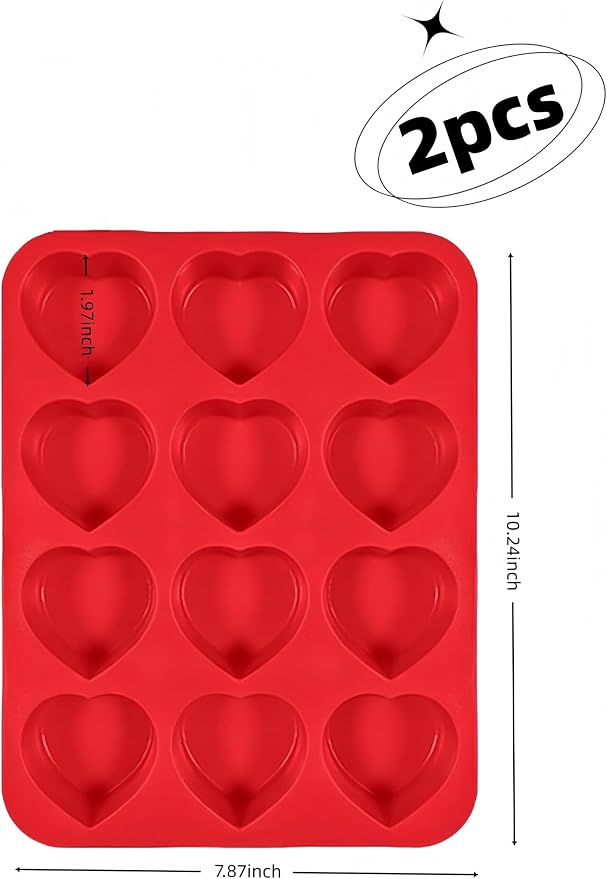2 Pcs 3.81 Inch Stainless Steel Donut Cutter, Heart Mold, Silicone Cupcake Pan, Baking Molds Silicone Shapes, Heart Bagel Biscuit Dough Divider for Pastry Baking