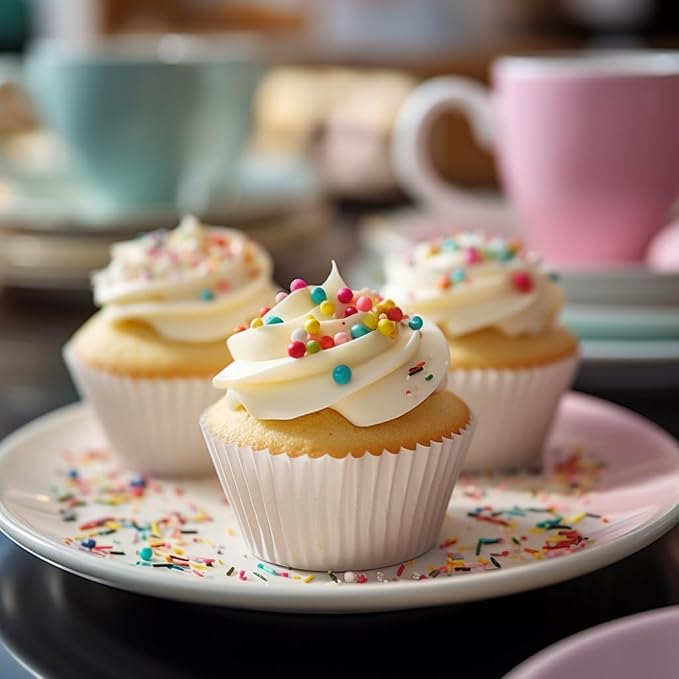 Mini Cupcake Liners 500 pcs White Mini Muffin Liners, Food&Grade,Greaseproof Paper Baking Cups, for Christmas/Halloween Party by GoldenBakeryFamily