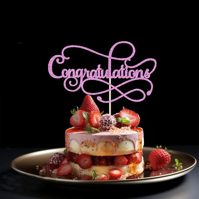 Congratulations Cake Topper,Congratulations 2026 Graduation Cake Topper,Graduation, Wedding, Retirement, Birthday, Anniversary, Celebration Party Decorations Supplies(Purple)