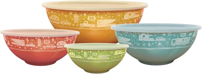 Camp Casual Melamine Bowls with Lids - 4 BPA Free Nesting Bowls with (New and Imporved) Lids Set for Indoor & Outdoor Dining - Sturdy, Lightweight, & Top Shelf Dishwasher Suitable Camping Bowl Set