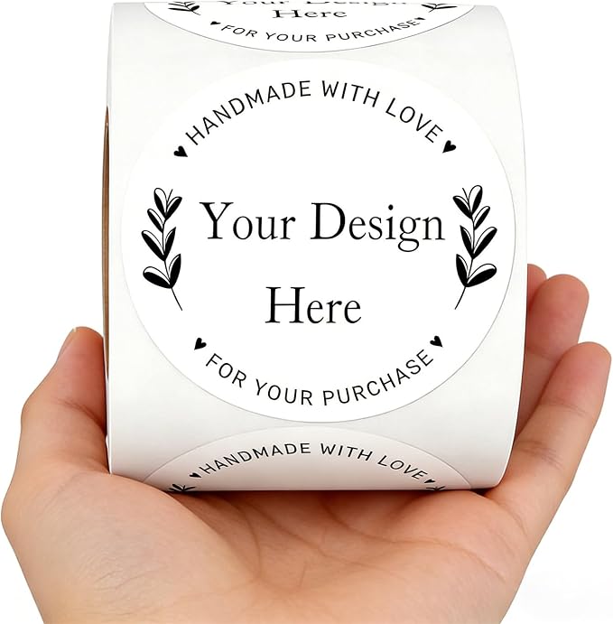 Custom Round Stickers,Custom Waterproof Vinyl Labels,Personalized Made with Love Stickers for Small Business Packaging, Wedding Favors, Branding-0.75-10inch (50-1000 pcs)