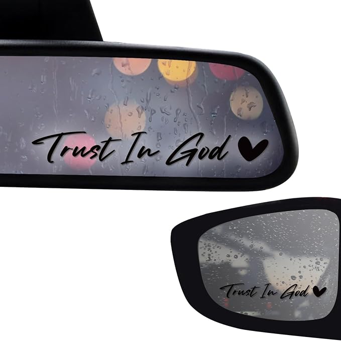 3 x Trust in God Car Mirror Decal Black Stickers for Cars Rearview Mirror Decal for Women Cute Decals Vinyl Affirmation Stickers for Window, Tumbler, and Water Bottle