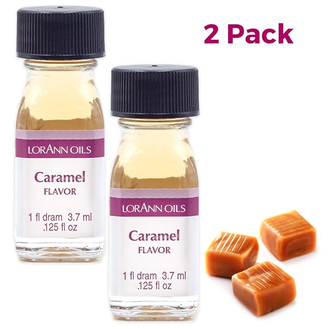 LorAnn Oils Super Strength Flavoring - Used For Candy Making, Flavoring, Baking, Hard Candy, & Flavor Oils - Bold, Natural Flavors 4X Stronger Than Extracts - Caramel, Pack of 2, 0.125 fl oz