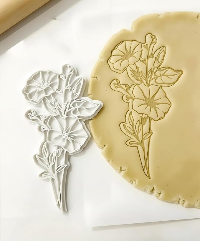 Birth Flower Cookie Cutter September Aster 3D Embosser Stamp with Detailed Petal Texture - Birth Month Flower Fondant Biscuit Baking Tools - Personalized Birthday Mom Gift Party Decorating 5"