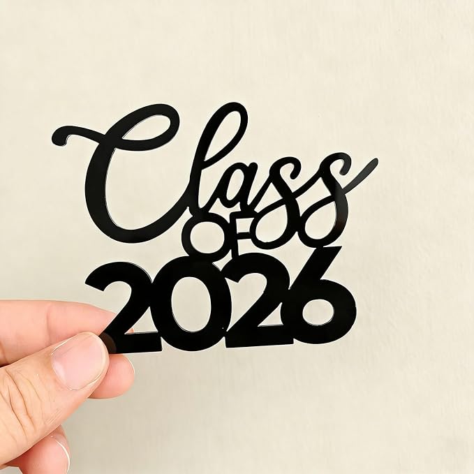 Class of 2026 Congrats Grad Cake Topper-Arcylic Graduation Party Decorations-Congratulations Cake Decor College High School Graduation Party Favors (black)