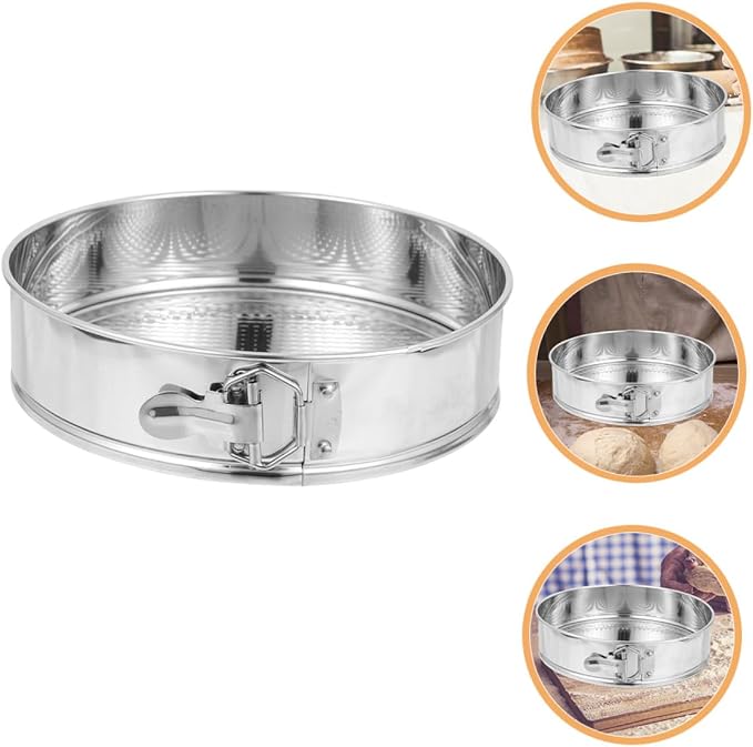 VALICLUD Stainless Steel Springform Cake Pan 9-inch Leakproof Baking Tray with Locking Latch Removable Bottom for Cheesecake and Home Kitchen Bakeware