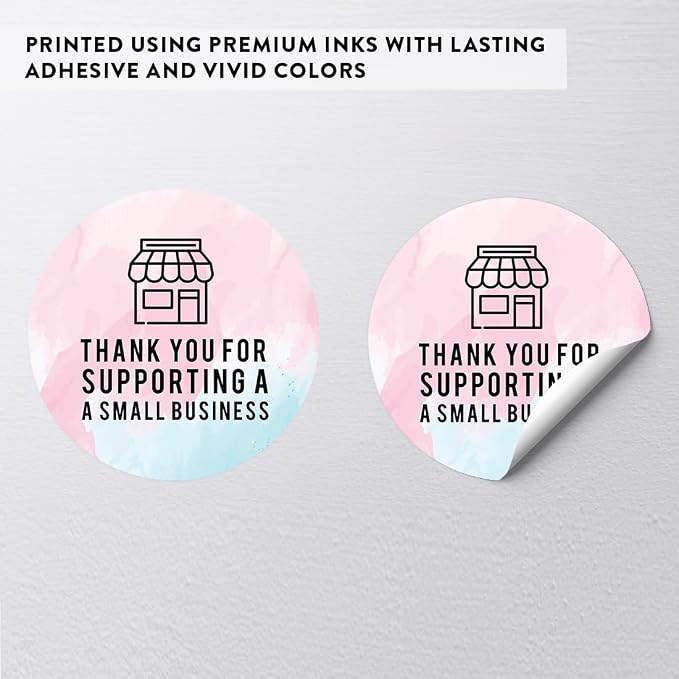 Andaz Press Round Small Business Sticker Labels, 120-Pack, Watercolor Thank You for Supporting A Small Business, Packaging Stickers, Product Labels for Small Business Thank You Stickers