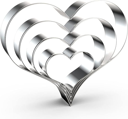 Heart Cookie Cutter Set Large/Small/Mini - 5 Inch, 4 Inch, 3 Inch, 2 Inch - 4 Piece Valentine's Heart Shaped Cookie Cutters Shapes Biscuit Molds for Baking - Stainless Steel
