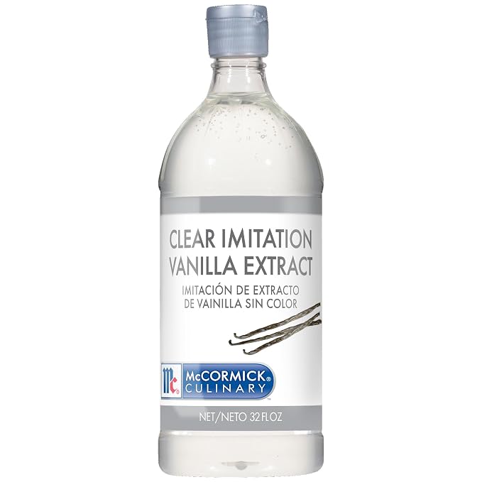 McCormick Culinary Clear Imitation Vanilla Extract, 32 fl oz (Pack of 6) - Six 32 Fluid Ounce Bottles of Clear Vanilla Flavoring for Baking, Perfect in Baked Goods, Frostings, Custards and Desserts